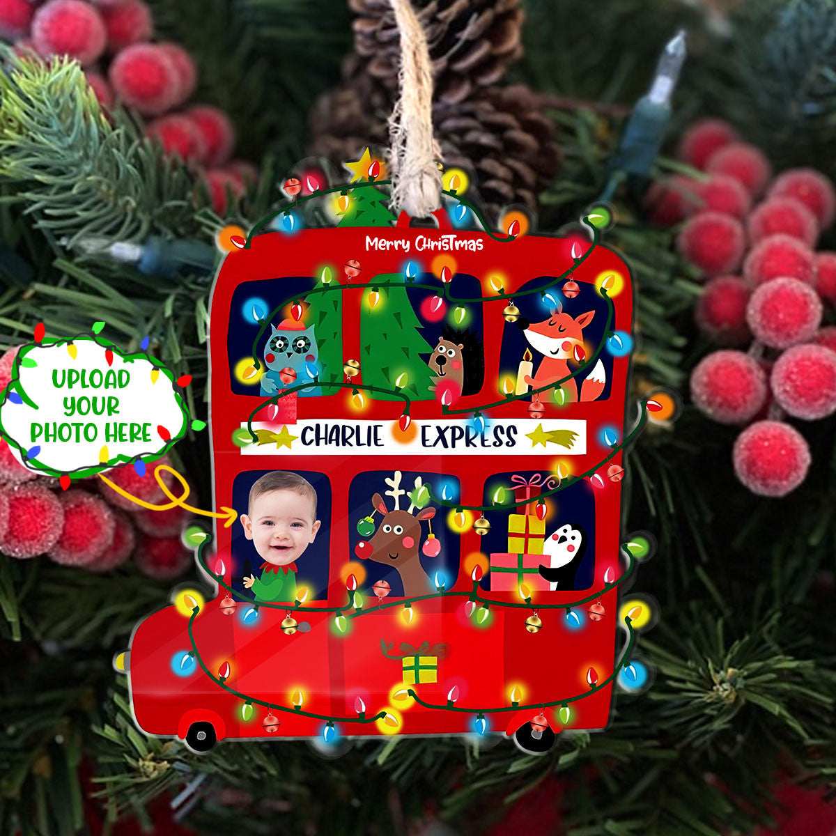 Personalized Photo Christmas Shineful® Acrylic Decoration Ornament Merry