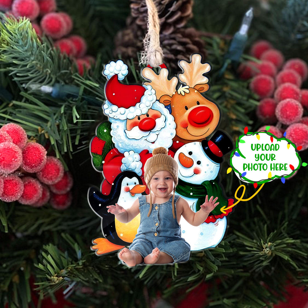 Personalized Photo Christmas Shineful® Acrylic Decoration Ornament Happy