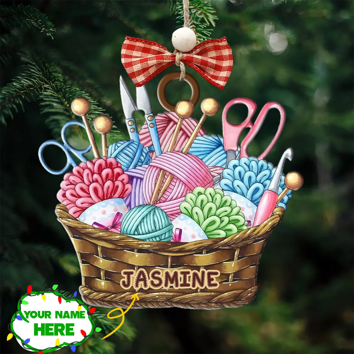 Knitting Basket Personalized Shineful® Decoration Ornament Pack 1 / S01