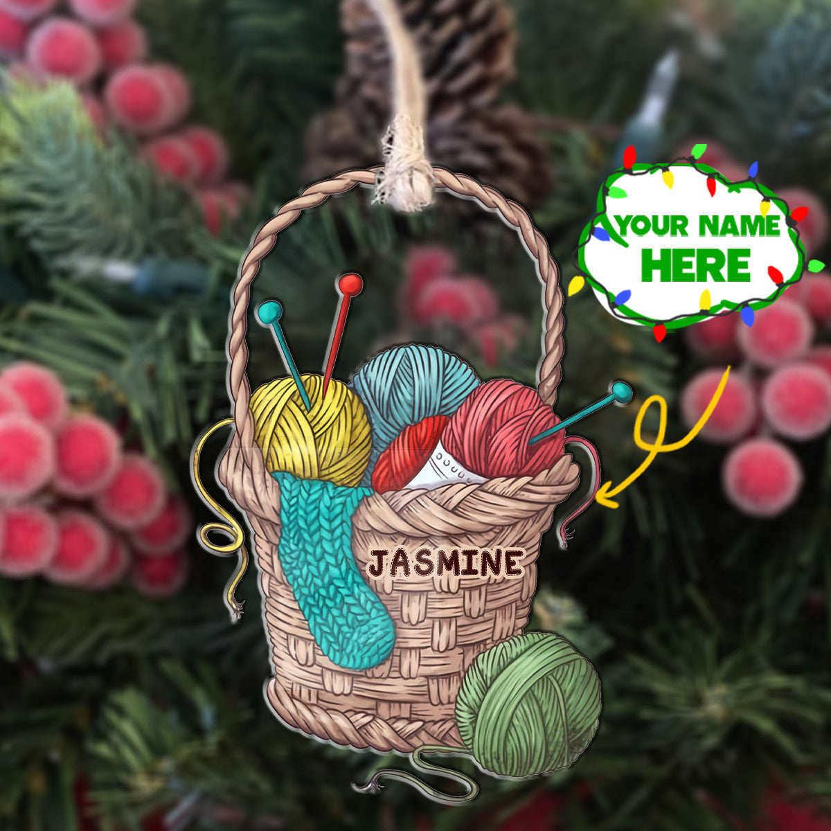 Knitting Basket Personalized Shineful® Decoration Ornament