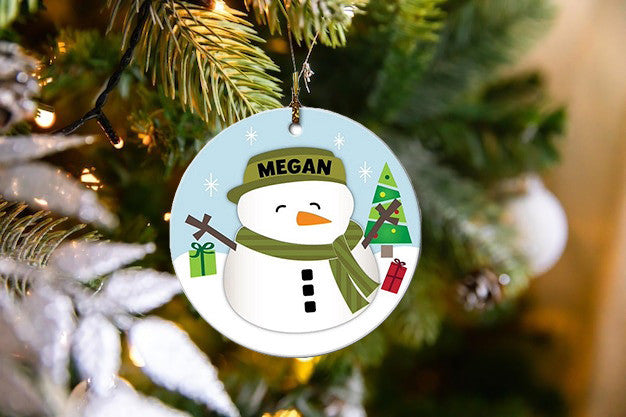 Happy Snowman Personalized Shineful® Wood Decoration Ornament