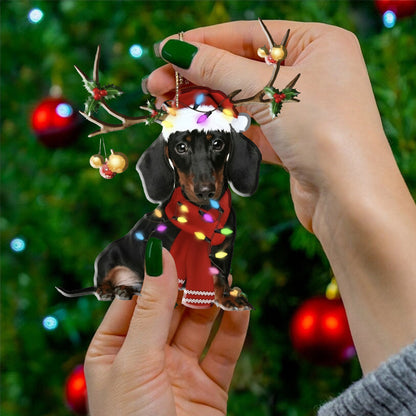 Christmas Dachshund Shineful® Acrylic Decoration Ornament Hg23