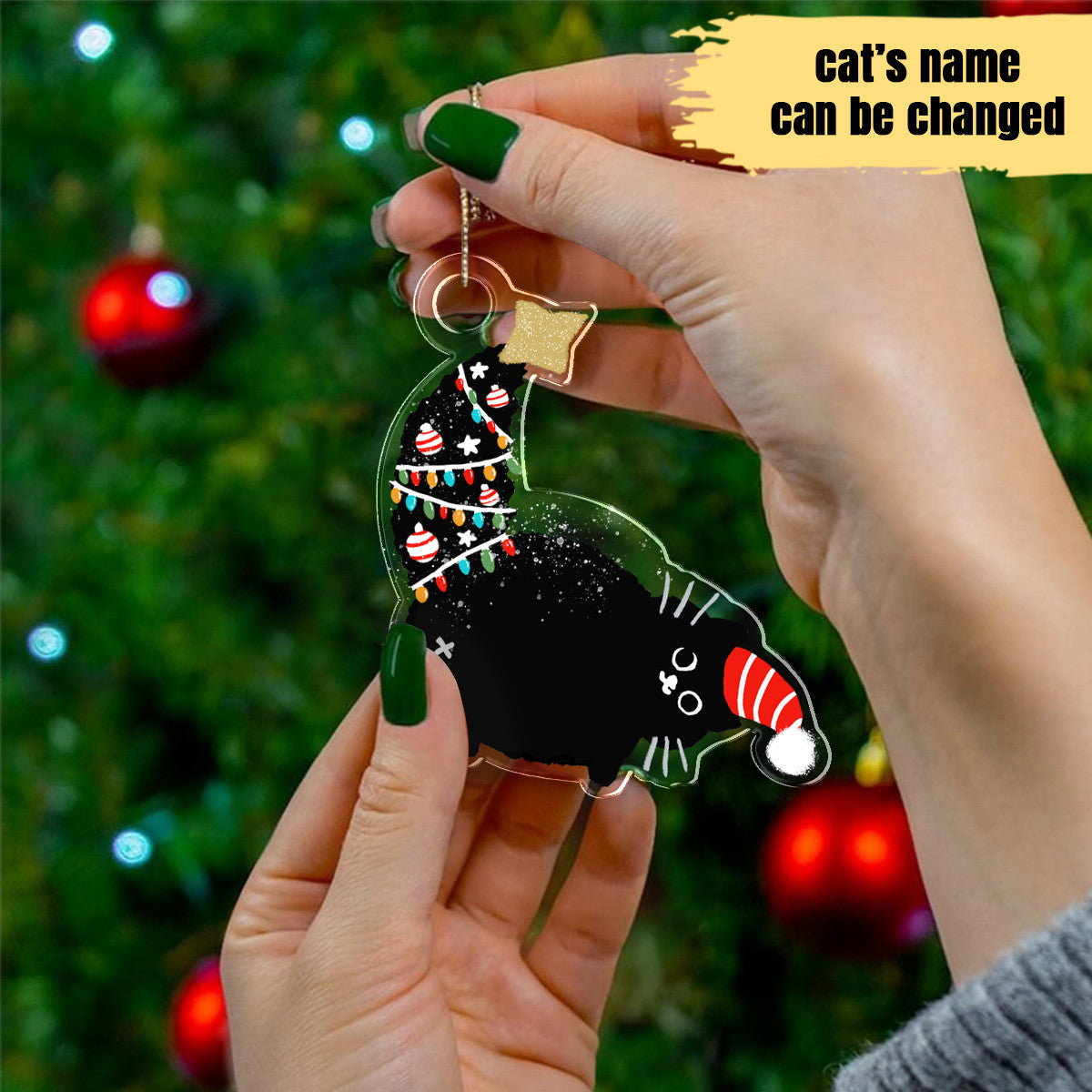 Black Cat Personalized Shineful® Decoration Ornament Christmas Qd5