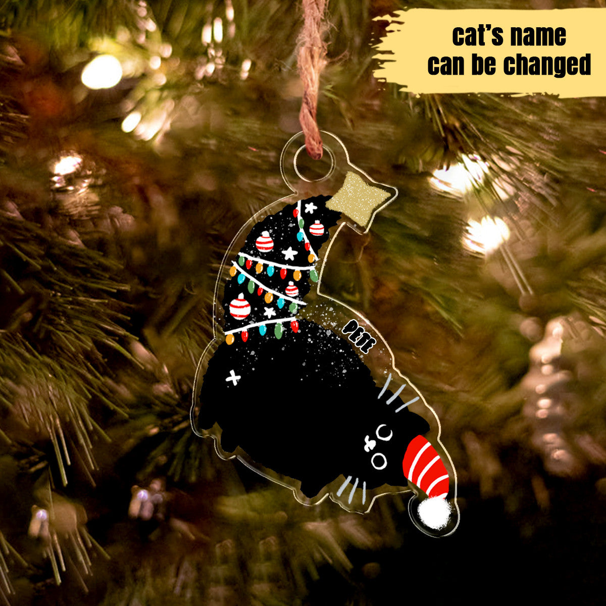 Black Cat Personalized Shineful® Decoration Ornament Christmas Qd5