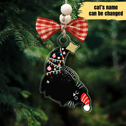 Black Cat Personalized Shineful® Decoration Ornament Christmas Qd5