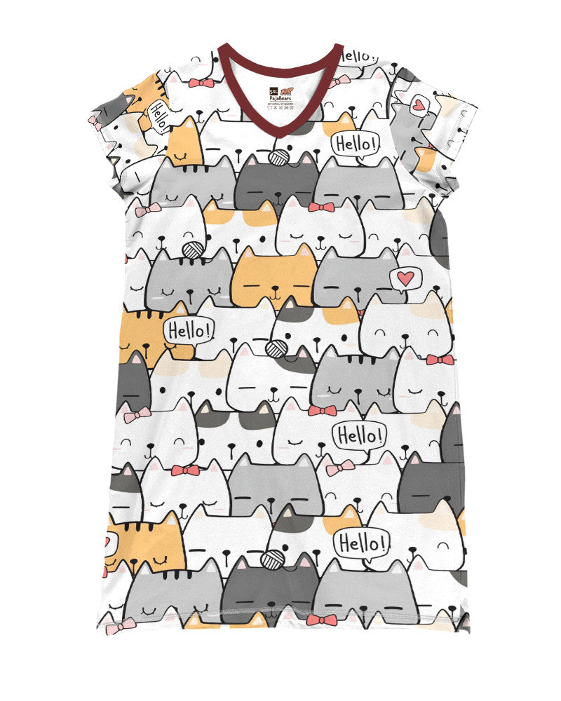 Cat Shineful® V-Neck Nightshirts Lovely Cats Lk8 Nightshirt