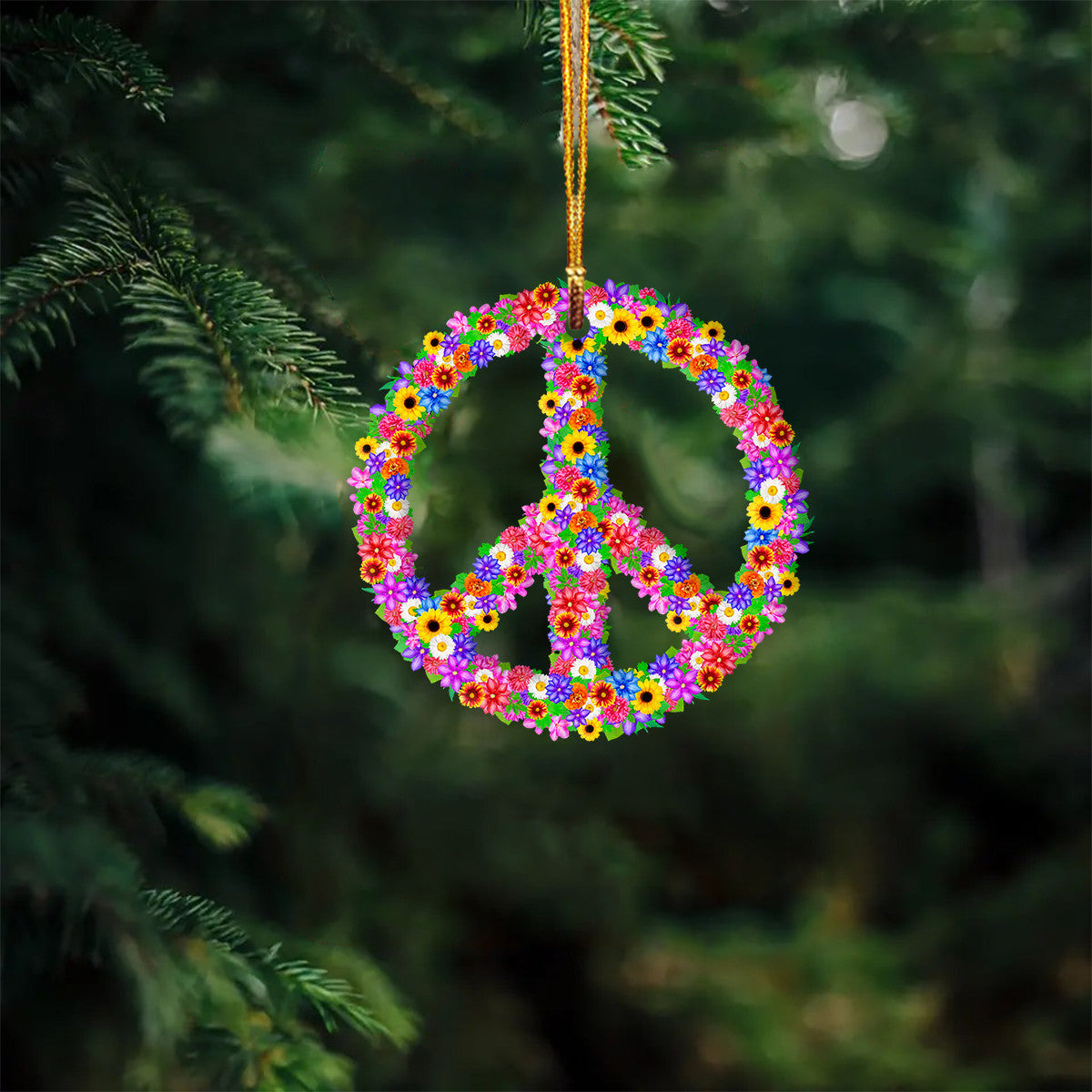 Hippie Shineful® Decoration Ornament Floral Peace Symbol Mn8