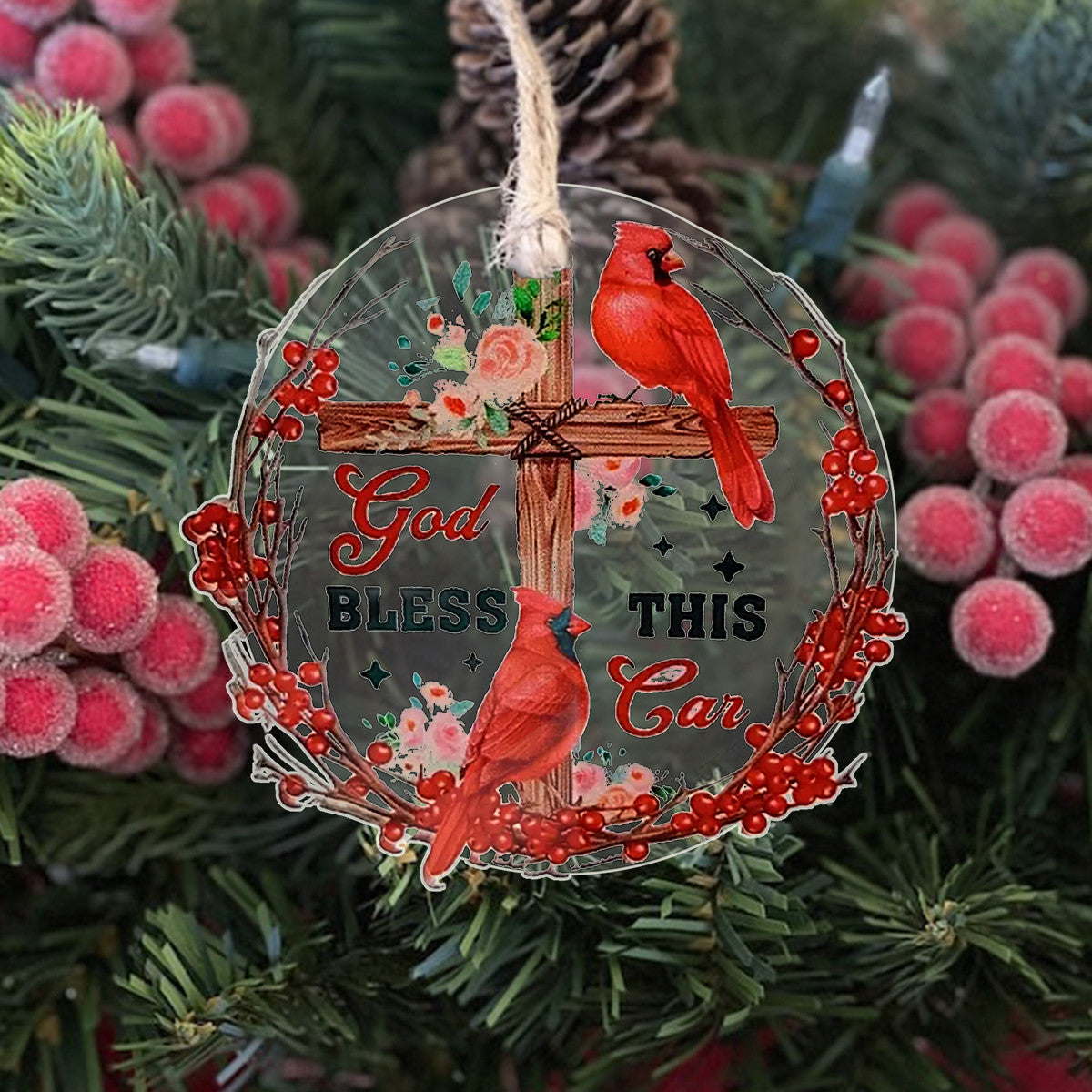 Cardinal Shineful® Decoration Ornament God Bless This Red Car Ha1