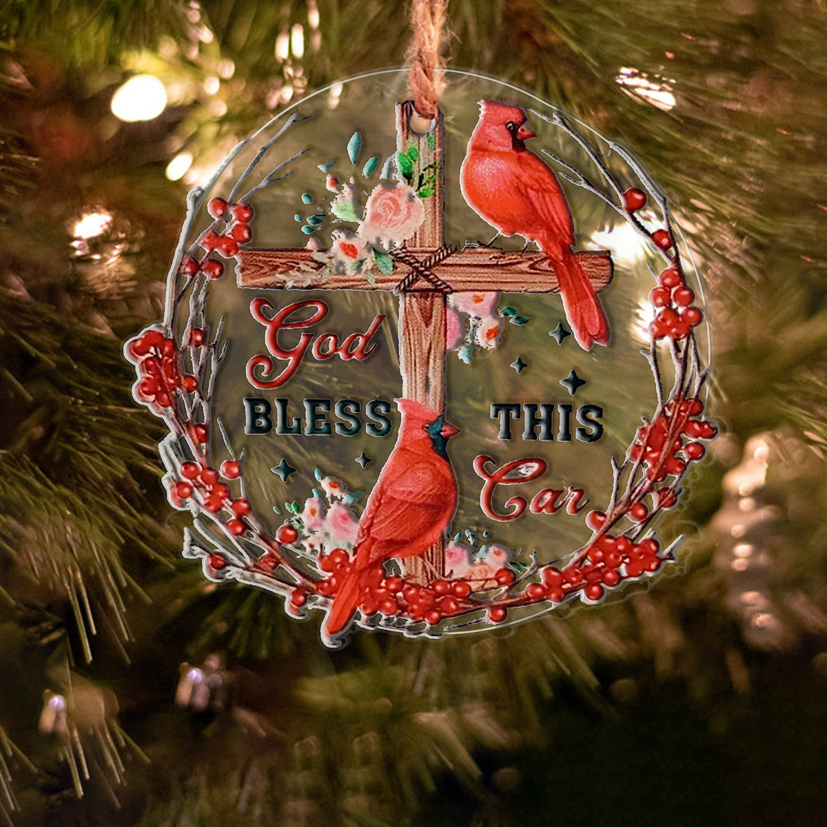 Cardinal Shineful® Decoration Ornament God Bless This Red Car Ha1