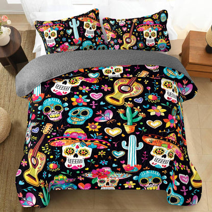 Shineful All Season Quilt 3-Piece Set Calavera Carnival