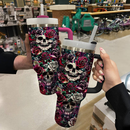 Shineful Glossy Tumbler Charming Rose Skull