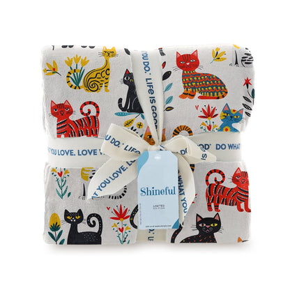 Shineful Fleece Blanket Cute Whimsical Cat