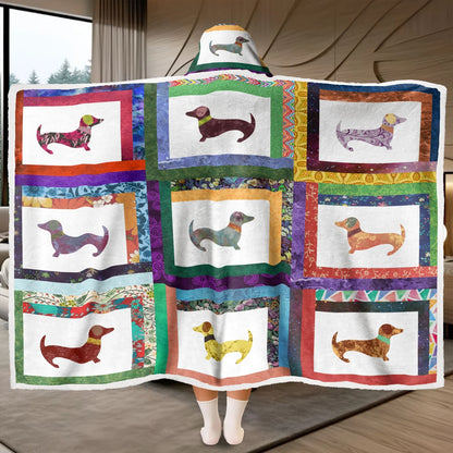 Shineful Wearable Hooded Blanket - Dachshund Friends