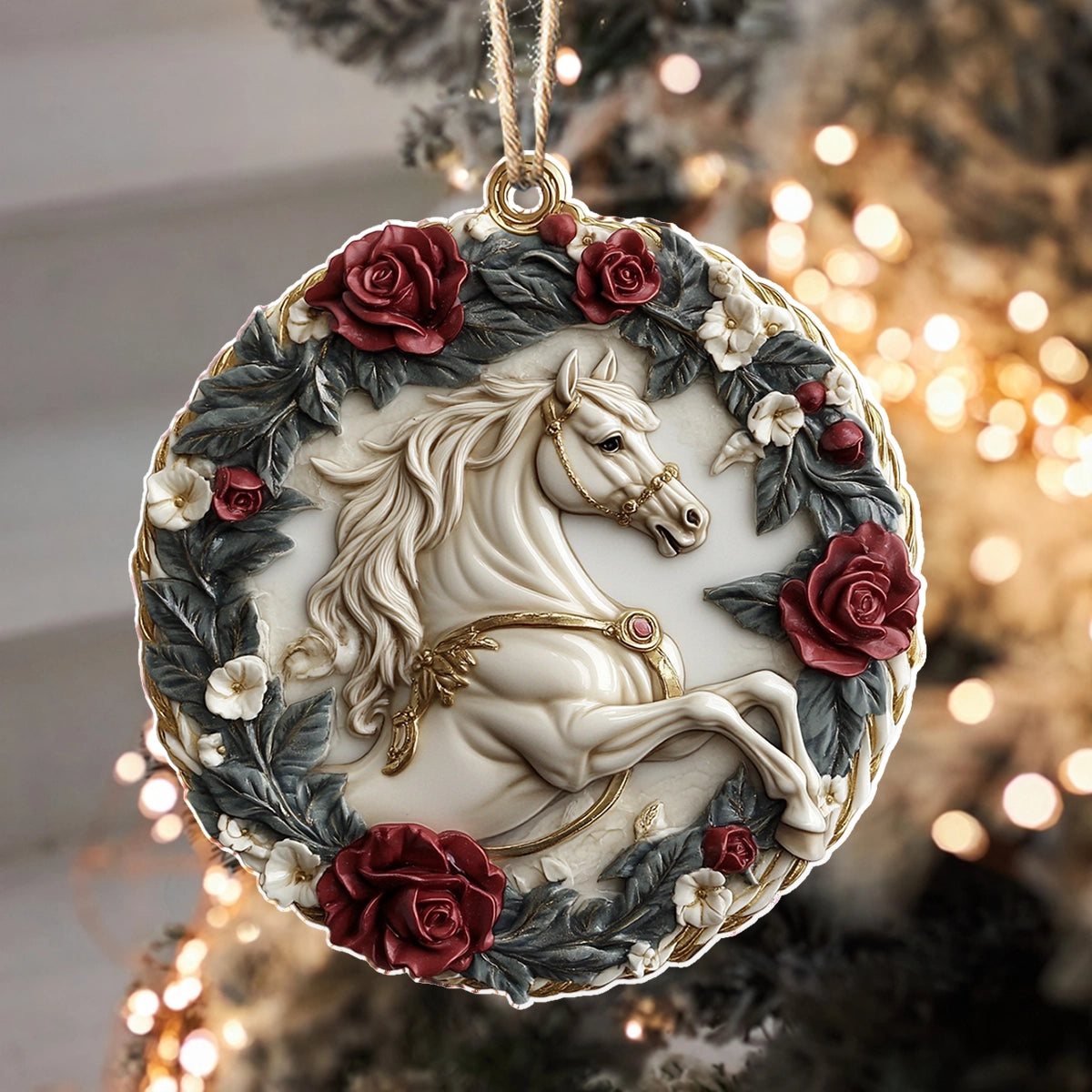 Shineful 2D Acrylic Ornament Horse Noble Rose Stallion