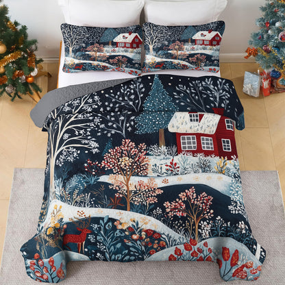 Shineful All Season Quilt 3-Piece Set - Winter Wonderland Forest