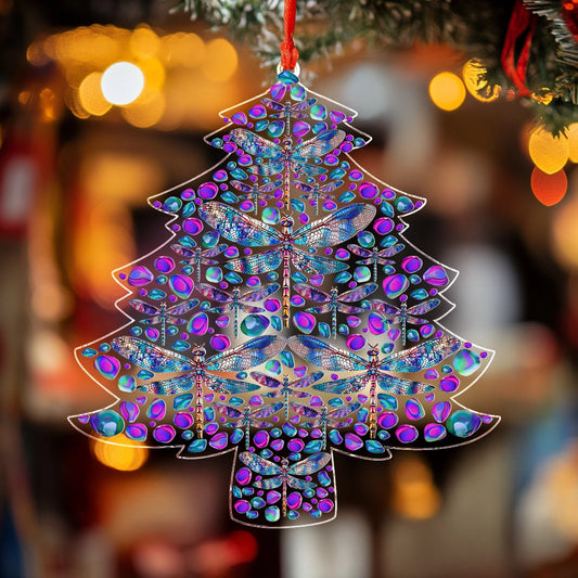 Shineful 2D Acrylic Ornament Mystic Dragonfly Christmas Tree