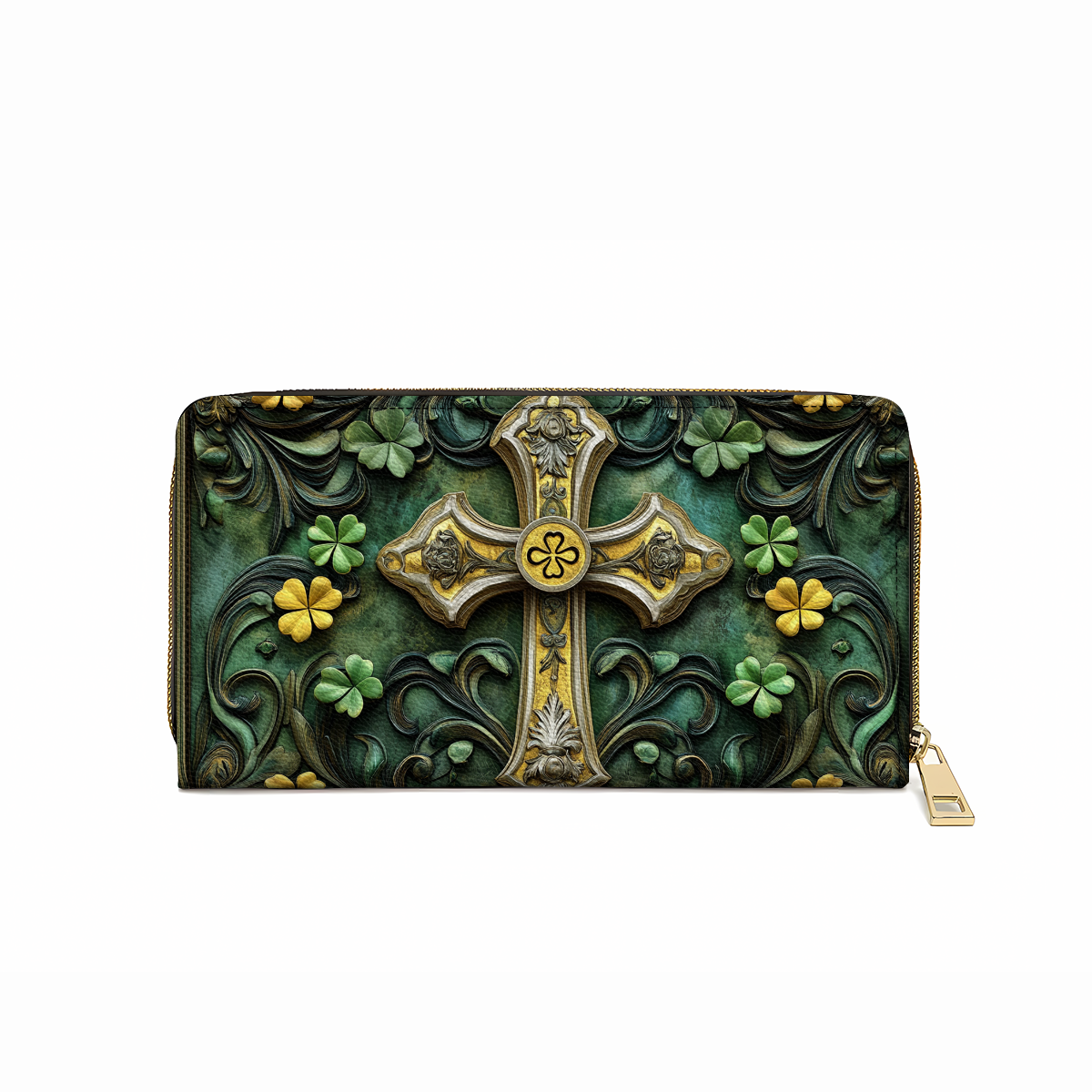 Shineful Leather Clutch Purse With Wristlet Strap Handle Celtic Grace