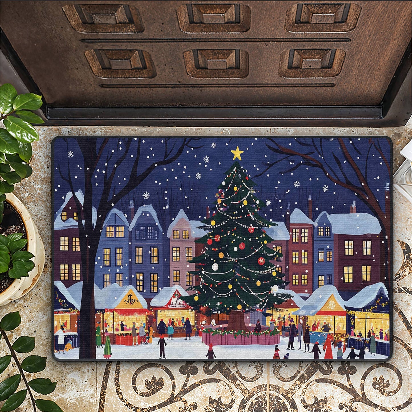 Shineful Ultra-Thin Non Skid Floor Mat, Kitchen Rugs Christmas Market