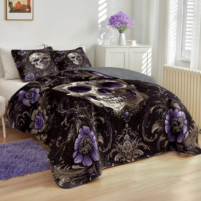 Shineful All Season Quilt 3-Piece Set - Gothic Jewel Skull