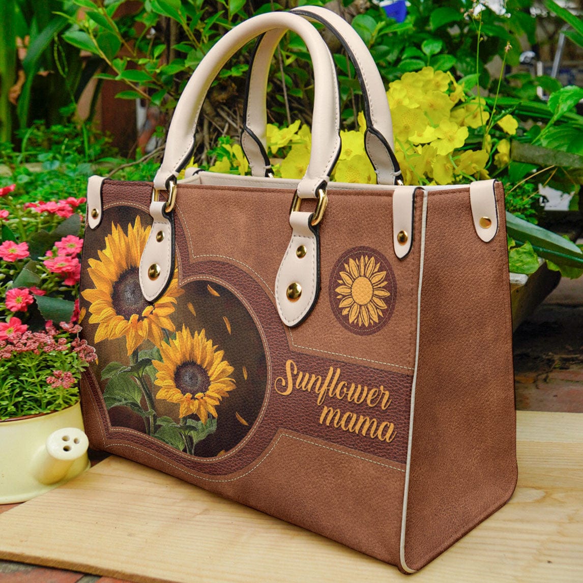 Sunflower Leather Bag Shineful Sunflowers Mama Tl10 Creamy White