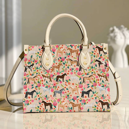 Horse Leather Bag Shineful Floral Horses Lk8