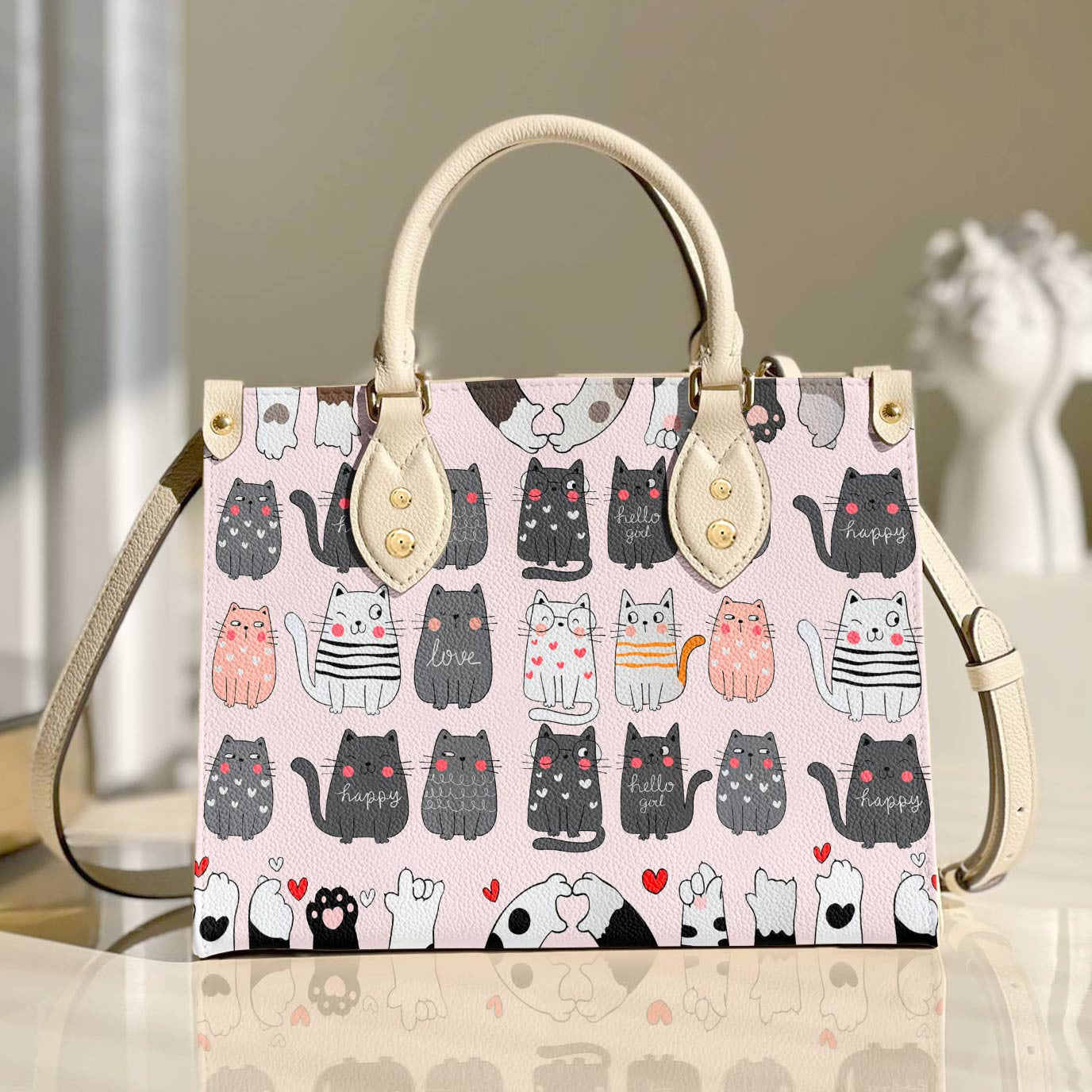 Cat Leather Bag Shineful Cute Cats Lk8