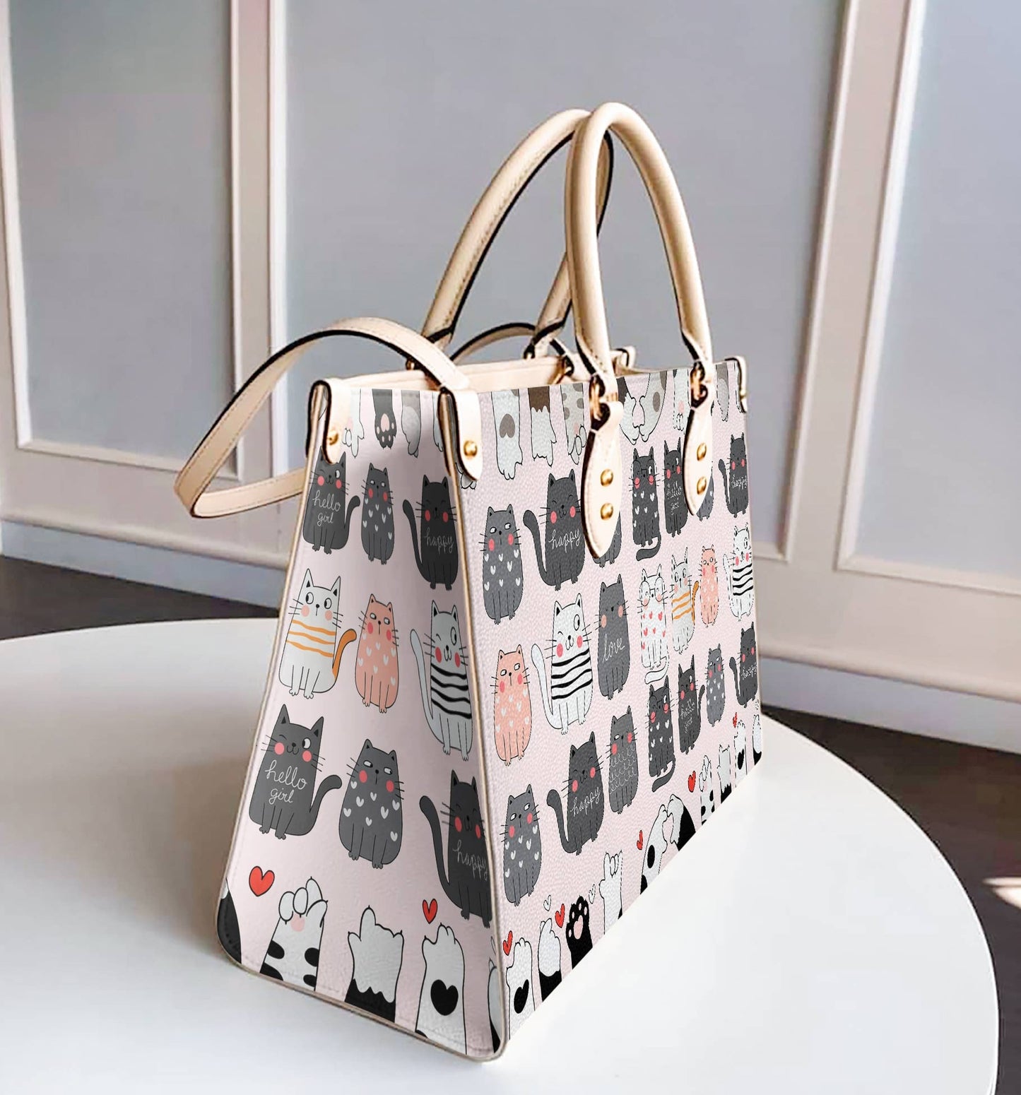 Cat Leather Bag Shineful Cute Cats Lk8