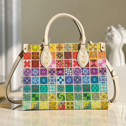 Quilting Leather Bag Shineful Traditional Blocks 3 Nl09 Creamy White