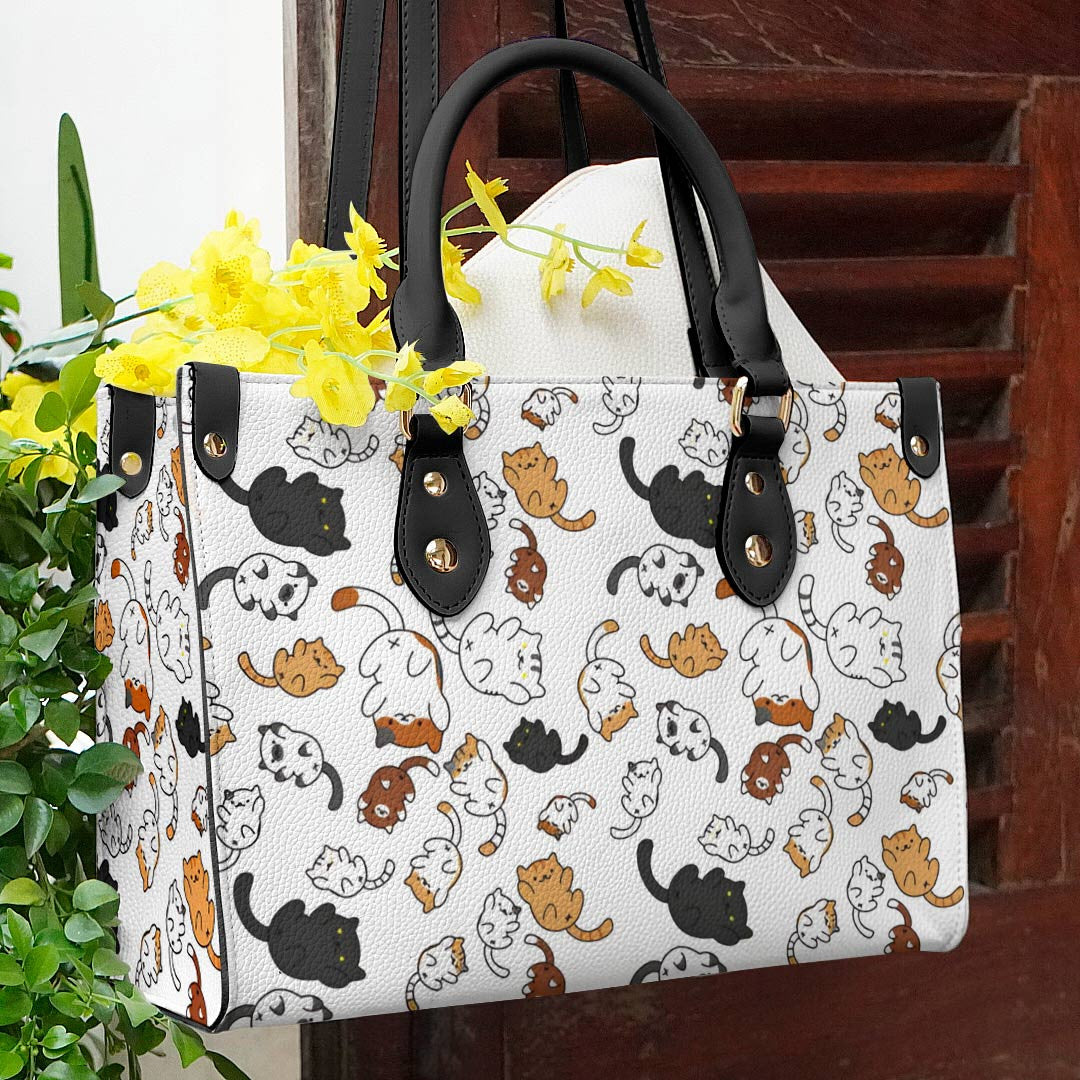 Cat Leather Bag Shineful Naughty Cats Lk8 Black