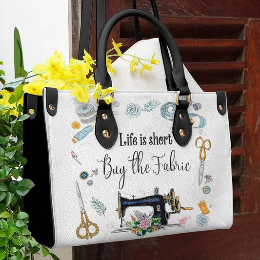 Sewing Leather Bag Shineful Life Is Short Lk8 Black