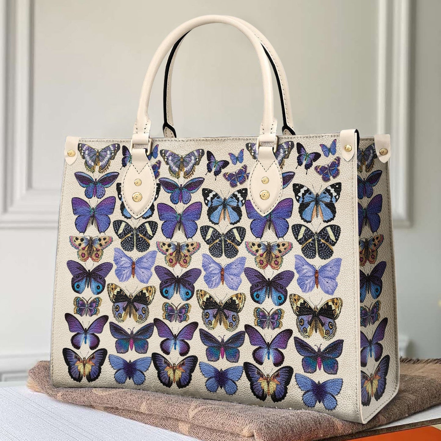 Butterfly Leather Bag Shineful Graceful Purple Mn8