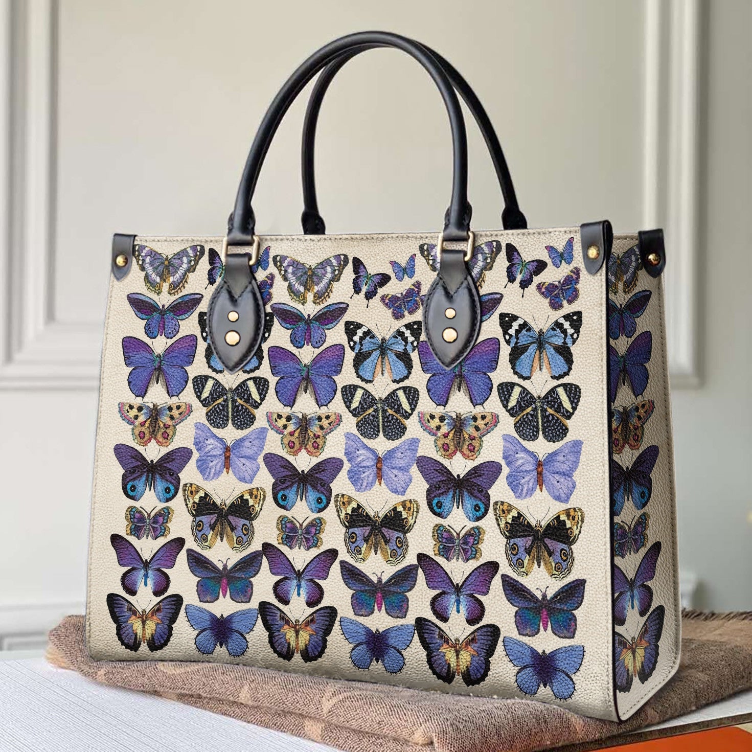 Butterfly Leather Bag Shineful Graceful Purple Mn8