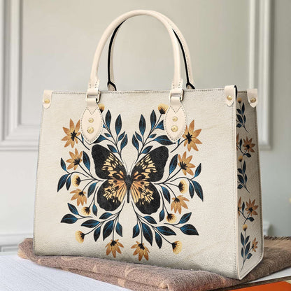 Butterfly Leather Bag Shineful Gorgeous Mn8 Creamy White