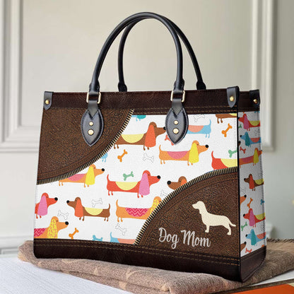 Dachshund Leather Bag Shineful Long Sausage Mn8 Black