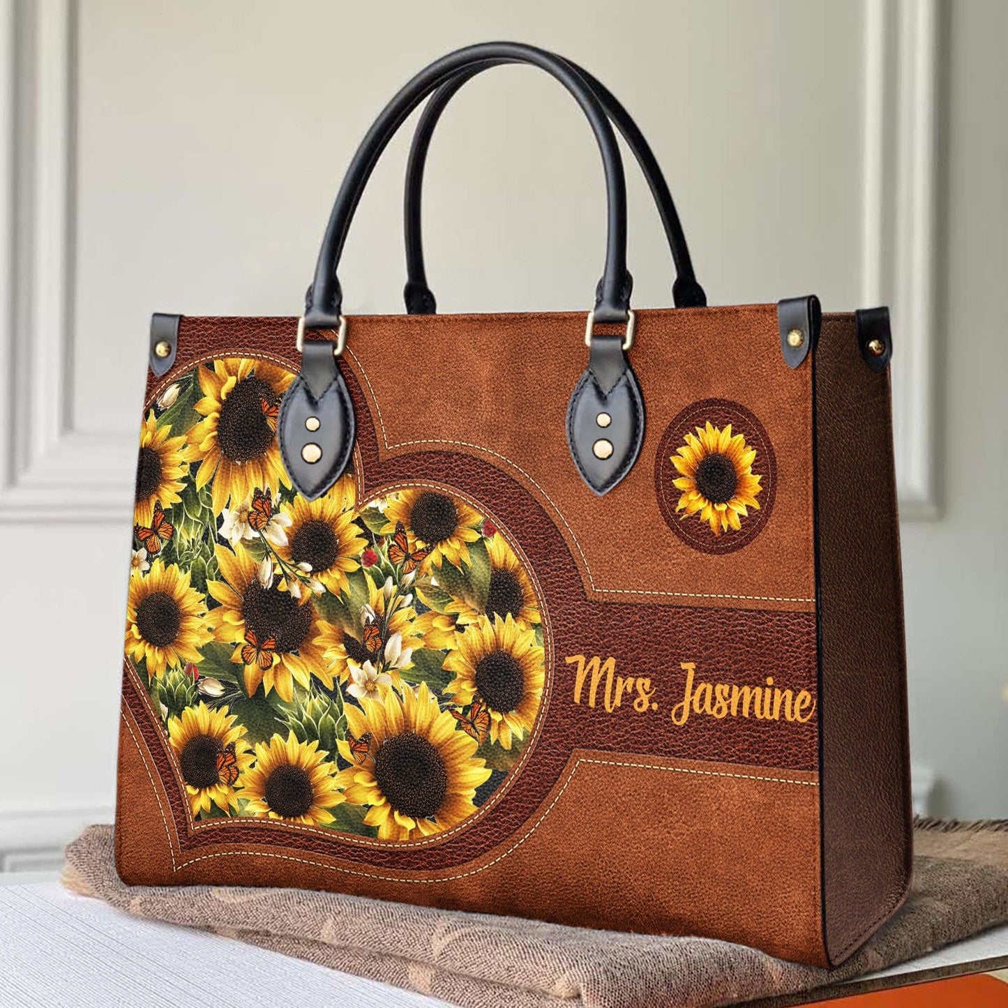 Shineful Leather Bag Personalized Lovely Sunflower