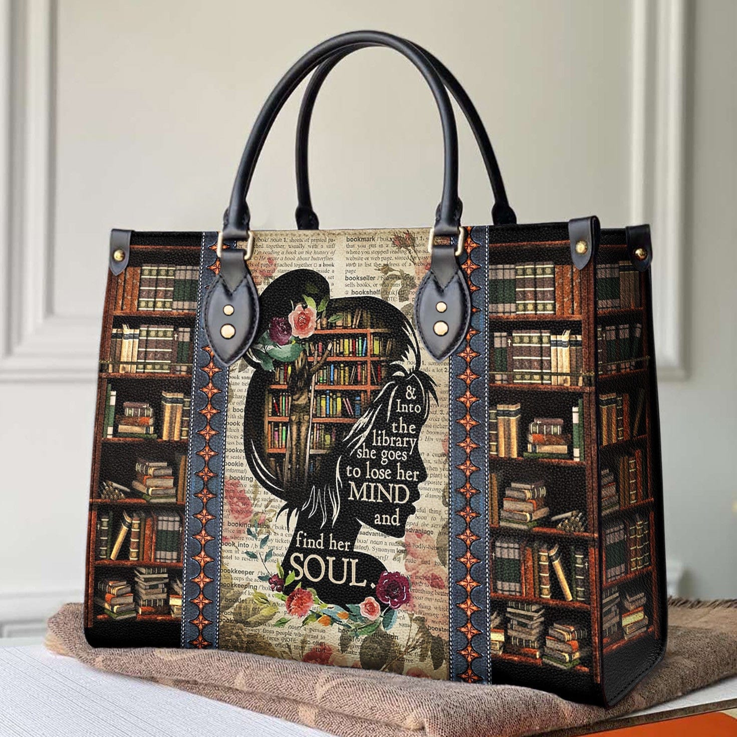 Reading Leather Bag Shineful Mind In Library Mn8 Black