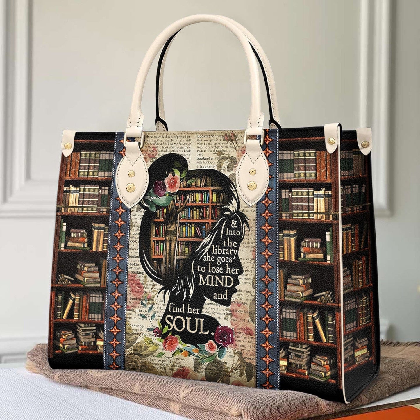 Reading Leather Bag Shineful Mind In Library Mn8 Creamy White