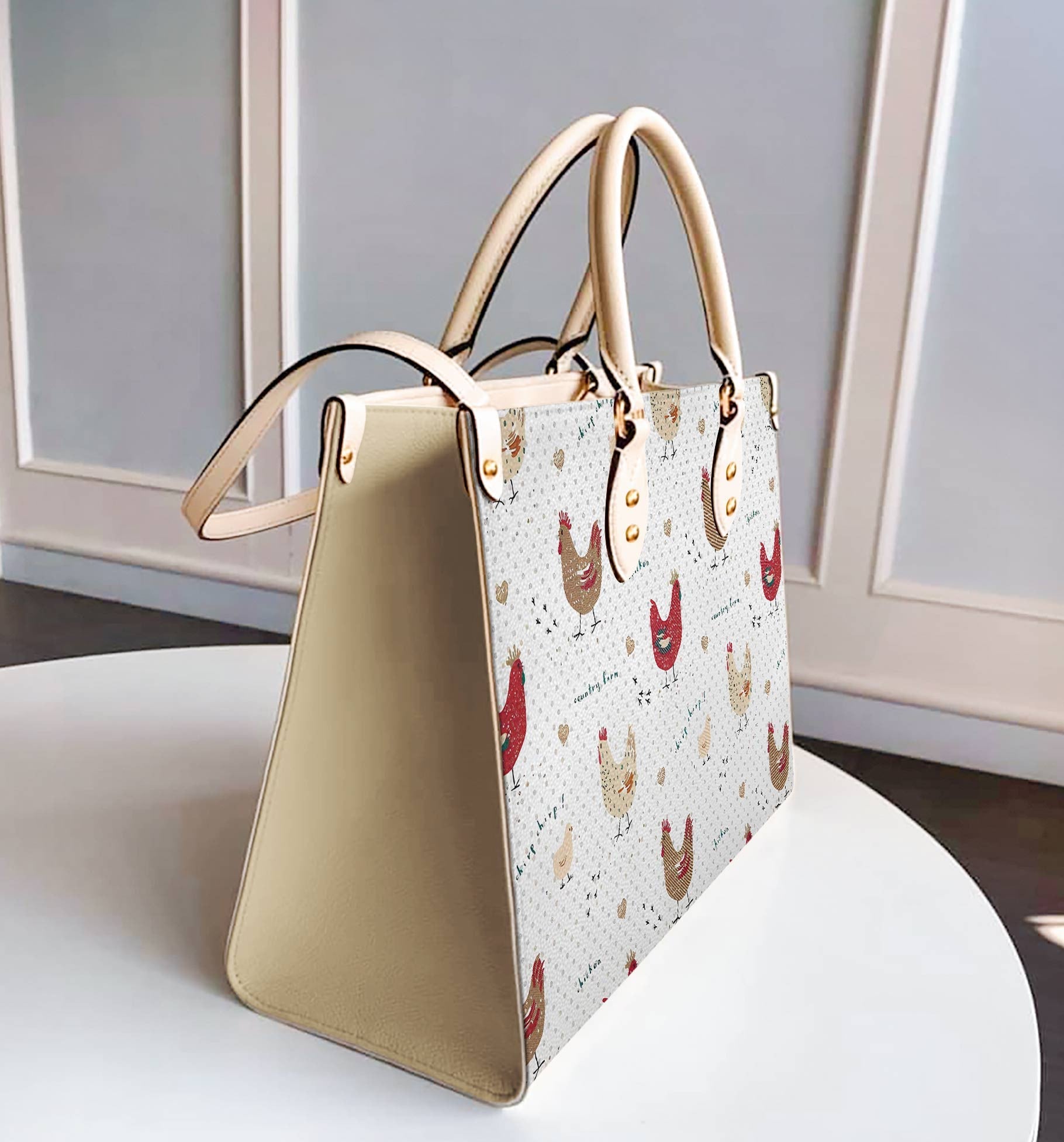 Chicken Personalized Leather Bag Shineful Cute Chickens Lk8