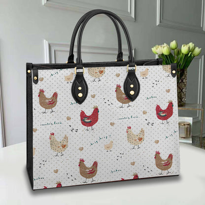 Chicken Personalized Leather Bag Shineful Cute Chickens Lk8