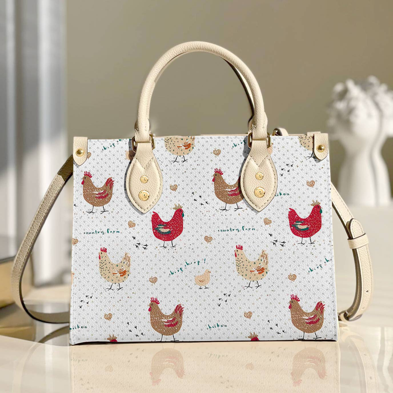 Chicken Personalized Leather Bag Shineful Cute Chickens Lk8