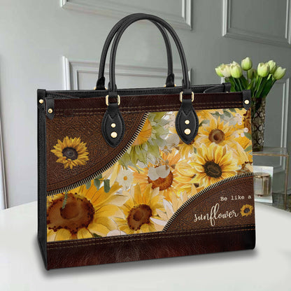 Flower Personalized Leather Bag Shineful Be Like A Sunflower Lk8