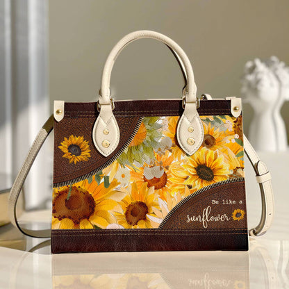 Flower Personalized Leather Bag Shineful Be Like A Sunflower Lk8