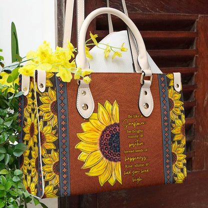 Flower Personalized Leather Bag Shineful Be Like A Sunflower Ver2 Lk8 Creamy White