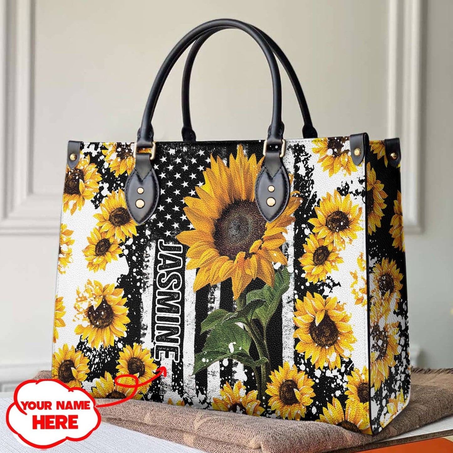 Sunflower Personalized Leather Bag Shineful Hope Love Tl10