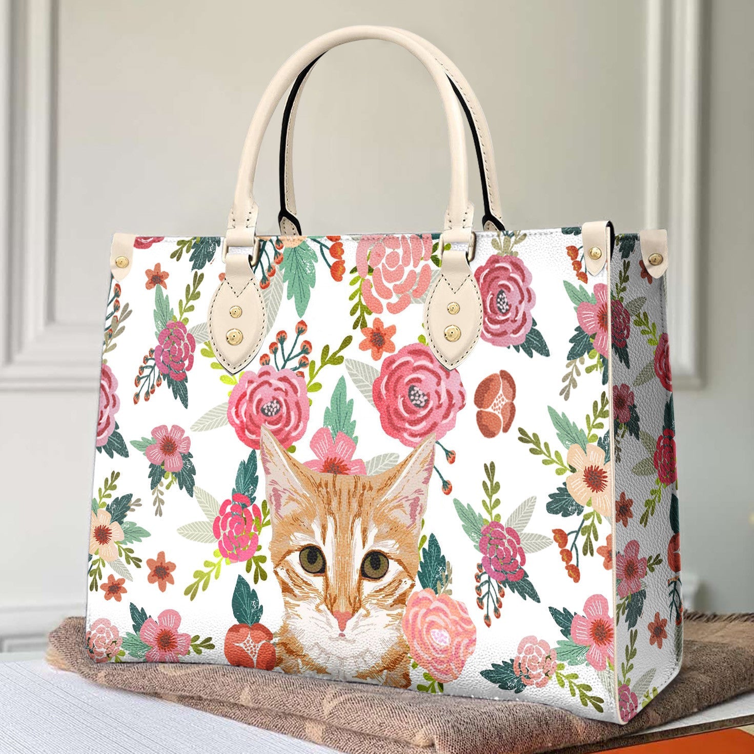 Cat Leather Bag Shineful Traditional & Flower Nl09