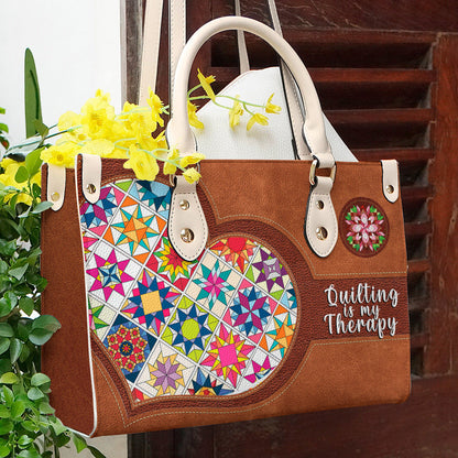 Quitl Heart Leather Bag Shineful Traditional Quilting Is My Therapy Nl09 Creamy White