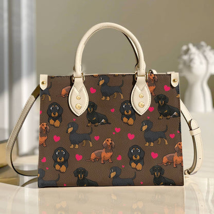 Dog Leather Bag Shineful Lovely Dachshunds Lk8