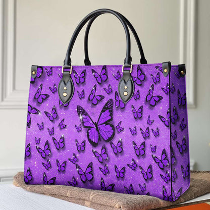 Butterfly Leather Bag Shineful Purple Mn8 Black