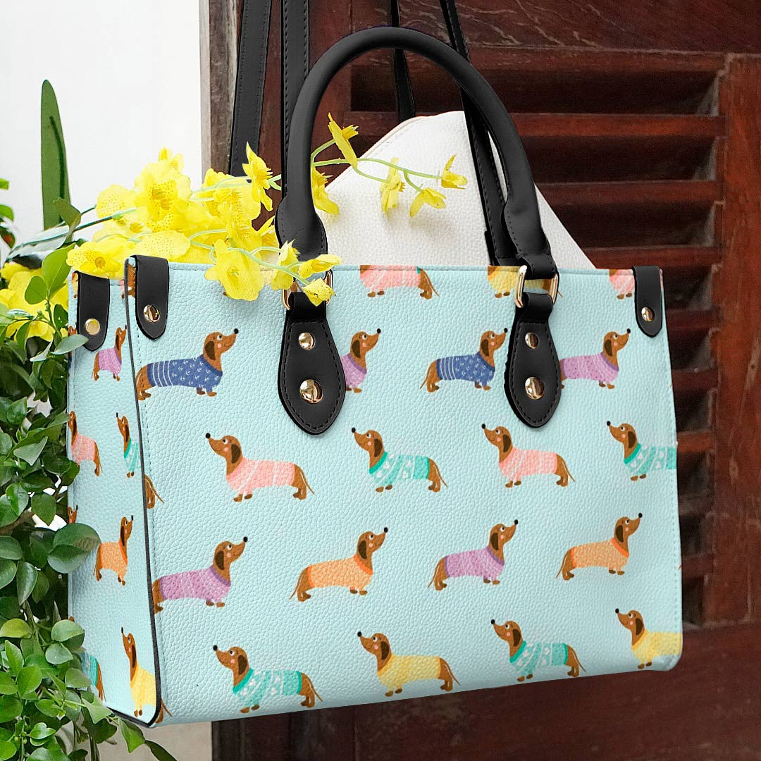 Dog Leather Bag Shineful Colorful Dachshunds Lk8 Black