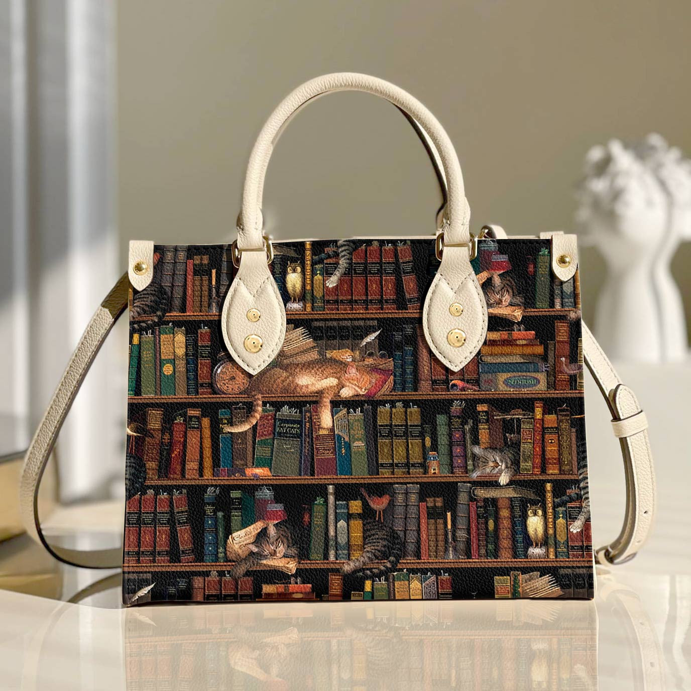 Cat Leather Bag Shineful With Books Ver3 Lk8